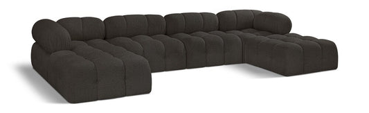 Meridian Furniture - Ames Brown Boucle Fabric Modular Sectional - 6Pc - 611Brown-Sec6D veiw 1