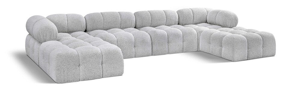 Meridian Furniture - Ames Grey Boucle Fabric Modular Sectional - 6Pc - 611Grey-Sec6D veiw 1