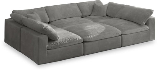 Meridian Furniture - Cozy Grey Velvet Comfort Modular Sectional - 6Pc - 634Grey-Sec6C veiw 1
