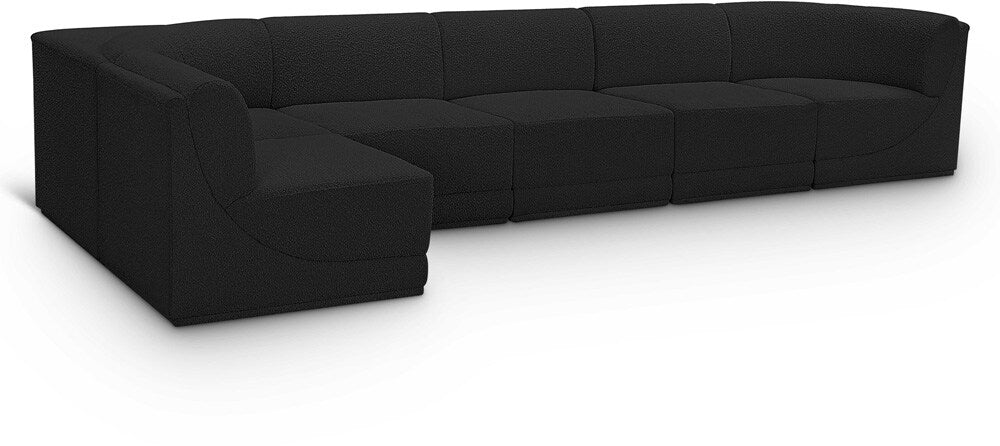 Meridian Furniture - Ollie Black Boucle Fabric Modular Sectional - 6Pc - 118Black-Sec6A veiw 1