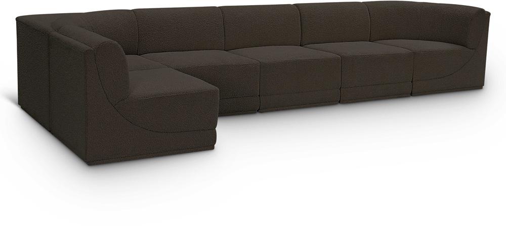 Meridian Furniture - Ollie Brown Boucle Fabric Modular Sectional - 6Pc - 118Brown-Sec6A veiw 1