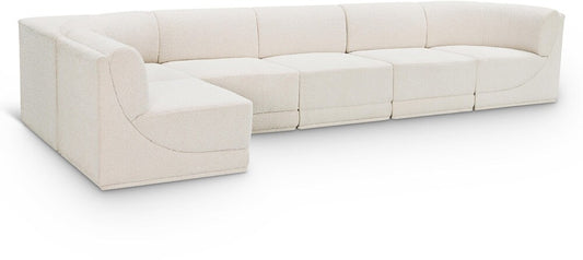 Meridian Furniture - Ollie Cream Boucle Fabric Modular Sectional - 6Pc - 118Cream-Sec6A veiw 1