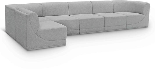 Meridian Furniture - Ollie Grey Boucle Fabric Modular Sectional - 6Pc - 118Grey-Sec6A veiw 1
