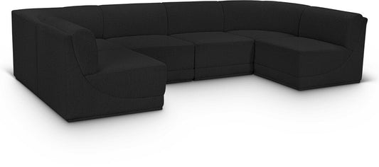 Meridian Furniture - Ollie Black Boucle Fabric Modular Sectional - 6Pc - 118Black-Sec6B veiw 1