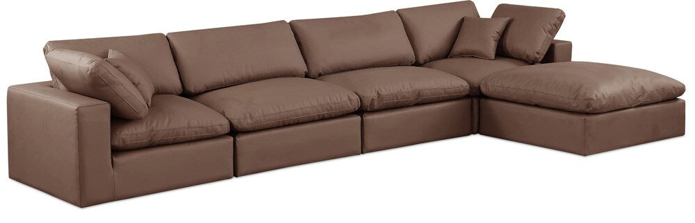 Meridian Furniture - Comfy Brown Vegan Leather Modular Sectional - 5Pc - 188Brown-Sec5A veiw 1