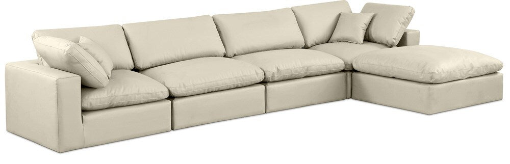 Meridian Furniture - Comfy Cream Vegan Leather Modular Sectional - 5Pc - 188Cream-Sec5A veiw 1