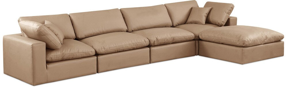 Meridian Furniture - Comfy Tan Vegan Leather Modular Sectional - 5Pc - 188Tan-Sec5A veiw 1