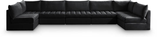 Meridian Furniture - Jacob Black Velvet Modular Sectional - 7Pc - 649Black-Sec7C veiw 1