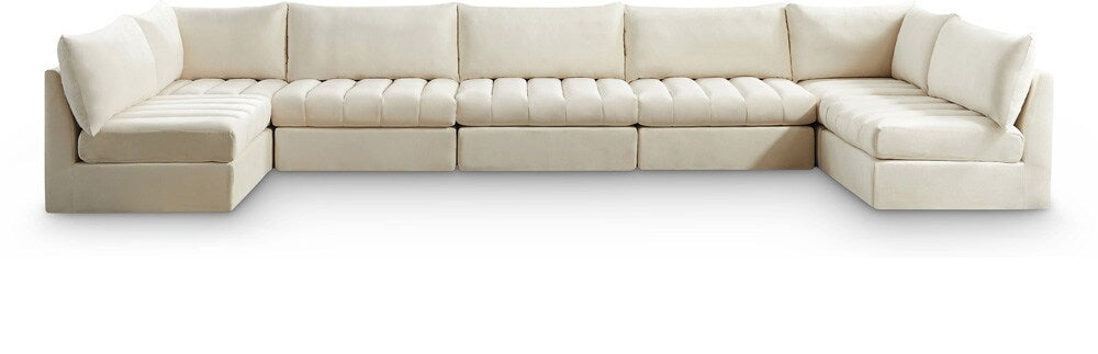 Meridian Furniture - Jacob Cream Velvet Modular Sectional - 7Pc - 649Cream-Sec7C veiw 1