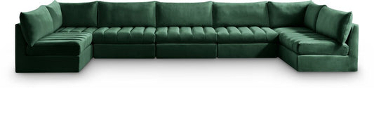 Meridian Furniture - Jacob Green Velvet Modular Sectional - 7Pc - 649Green-Sec7C veiw 1
