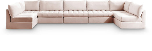 Meridian Furniture - Jacob Pink Velvet Modular Sectional - 7Pc - 649Pink-Sec7C veiw 1