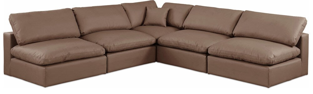 Meridian Furniture - Comfy Brown Vegan Leather Modular Sectional - 5Pc - 188Brown-Sec5B veiw 1