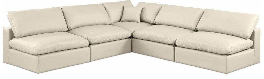 Meridian Furniture - Comfy Cream Vegan Leather Modular Sectional - 5Pc - 188Cream-Sec5B veiw 1