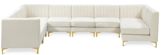 Meridian Furniture - Alina Cream Velvet Modular Sectional - 8Pc - 604Cream-Sec8A veiw 1