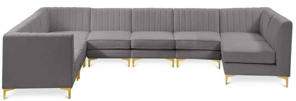 Meridian Furniture - Alina Grey Velvet Modular Sectional - 8Pc - 604Grey-Sec8A veiw 1