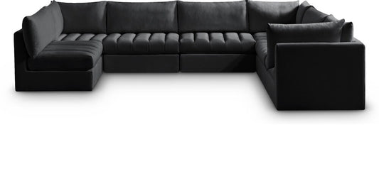 Meridian Furniture - Jacob Black Velvet Modular Sectional - 7Pc - 649Black-Sec7A veiw 1