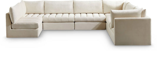 Meridian Furniture - Jacob Cream Velvet Modular Sectional - 7Pc - 649Cream-Sec7A veiw 1