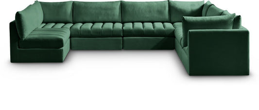 Meridian Furniture - Jacob Green Velvet Modular Sectional - 7Pc - 649Green-Sec7A veiw 1