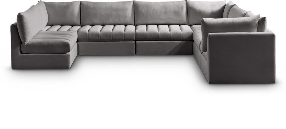 Meridian Furniture - Jacob Grey Velvet Modular Sectional - 7Pc - 649Grey-Sec7A veiw 1