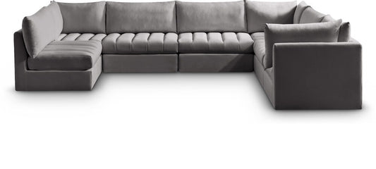 Meridian Furniture - Jacob Grey Velvet Modular Sectional - 7Pc - 649Grey-Sec7A veiw 1