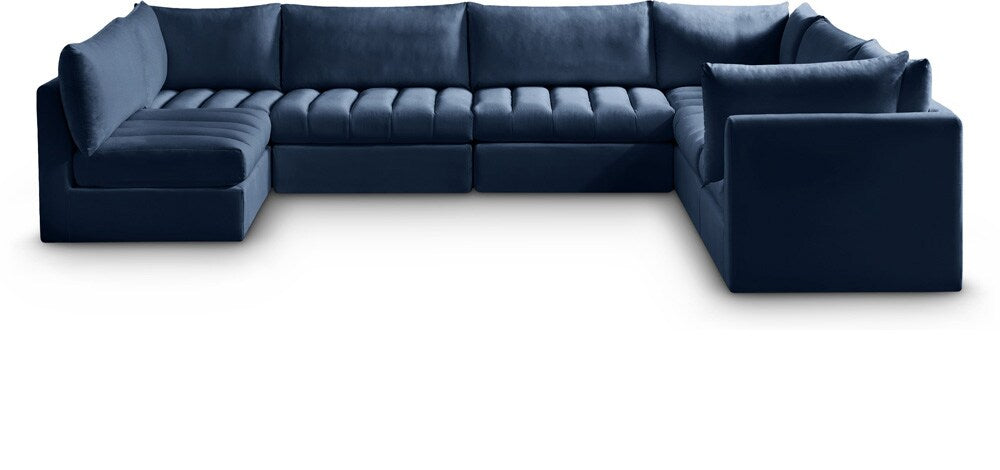Meridian Furniture - Jacob Navy Velvet Modular Sectional - 7Pc - 649Navy-Sec7A veiw 1