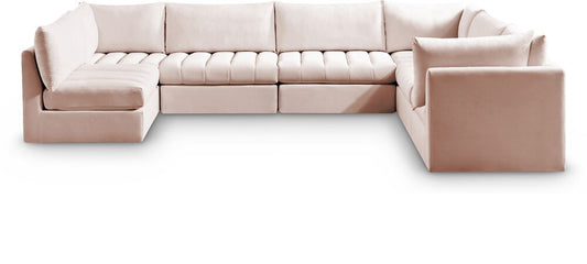 Meridian Furniture - Jacob Pink Velvet Modular Sectional - 7Pc - 649Pink-Sec7A veiw 1