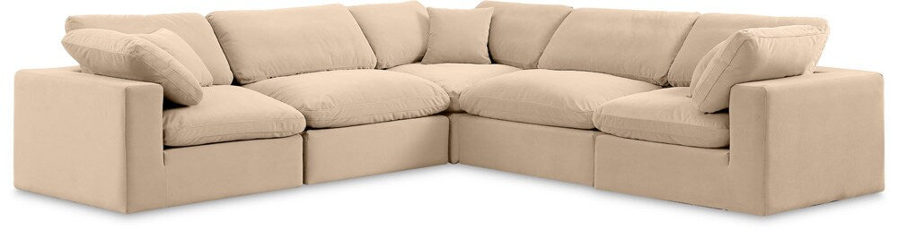 Meridian Furniture - Comfy Beige Velvet Modular Sectional - 5Pc - 189Beige-Sec5C veiw 1