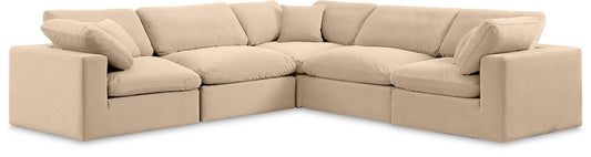 Meridian Furniture - Comfy Beige Velvet Modular Sectional - 5Pc - 189Beige-Sec5C veiw 1