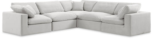 Meridian Furniture - Comfy Cream Velvet Modular Sectional - 5Pc - 189Cream-Sec5C veiw 1