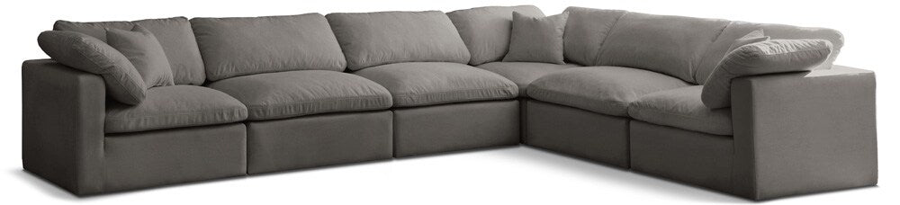 Meridian Furniture - Plush Grey Velvet Standard Comfort Modular Sectional - 6Pc - 602Grey-Sec6A veiw 1