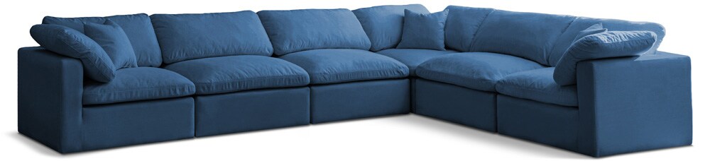 Meridian Furniture - Plush Navy Velvet Standard Comfort Modular Sectional - 6Pc - 602Navy-Sec6A veiw 1