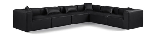 Meridian Furniture - Cube Black Vegan Leather Modular Sectional - 6Pc - 668Black-Sec6A veiw 1