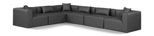 Meridian Furniture - Cube Charcoal Grey Vegan Leather Modular Sectional - 6Pc - 668Grey-Sec6A veiw 1