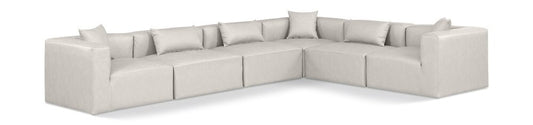 Meridian Furniture - Cube Cream Vegan Leather Modular Sectional - 6Pc - 668Cream-Sec6A veiw 1
