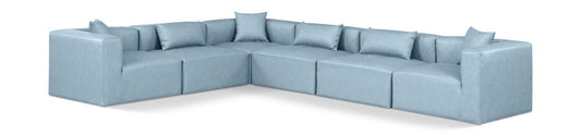 Meridian Furniture - Cube Light Blue Vegan Leather Modular Sectional - 6Pc - 668LtBlu-Sec6A veiw 1