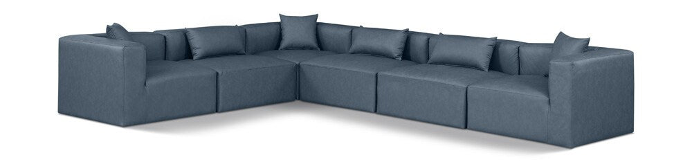 Meridian Furniture - Cube Navy Blue Vegan Leather Modular Sectional - 6Pc - 668Navy-Sec6A veiw 1