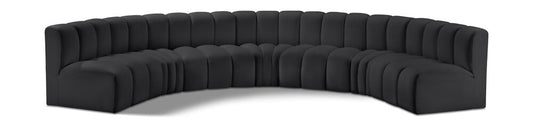 Meridian Furniture - Arc Black Vegan Leather Modular Sofa - 7Pc - 101Black-S7B veiw 1