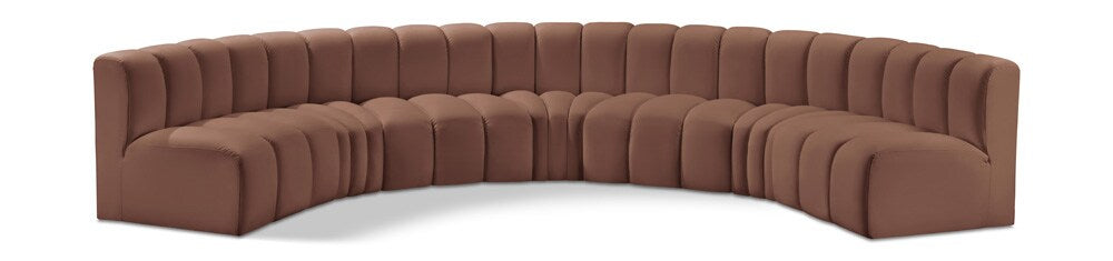 Meridian Furniture - Arc Cognac Vegan Leather Modular Sofa - 7Pc - 101Cognac-S7B veiw 1