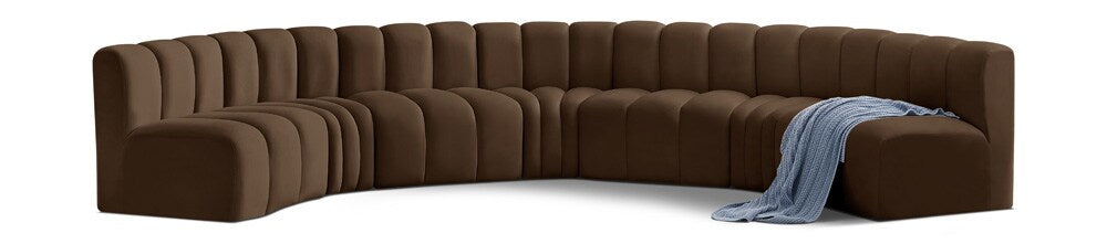 Meridian Furniture - Arc Brown Velvet Modular Sofa - 7Pc - 103Brown-S7B veiw 1