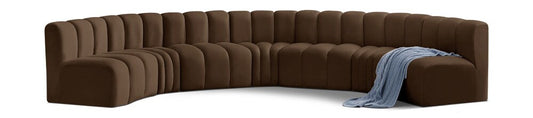 Meridian Furniture - Arc Brown Velvet Modular Sofa - 7Pc - 103Brown-S7B veiw 1