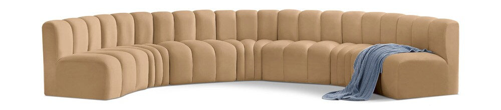 Meridian Furniture - Arc Camel Velvet Modular Sofa - 7Pc - 103Camel-S7B veiw 1