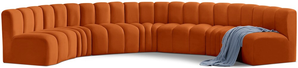 Meridian Furniture - Arc Cognac Velvet Modular Sofa - 7Pc - 103Cognac-S7B veiw 1
