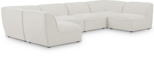 Meridian Furniture - Miramar Cream Durable Linen Textured Modular Sectional - 6Pc - 683Cream-Sec6D veiw 1