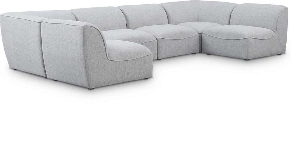 Meridian Furniture - Miramar Grey Durable Linen Textured Modular Sectional - 6Pc - 683Grey-Sec6D veiw 1