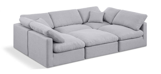 Meridian Furniture - Indulge Grey Linen Textured Fabric Modular Sectional - 6Pc - 141Grey-Sec6C veiw 1