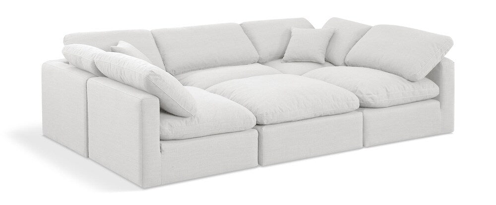 Meridian Furniture - Indulge White Linen Textured Fabric Modular Sectional - 6Pc - 141White-Sec6C veiw 1