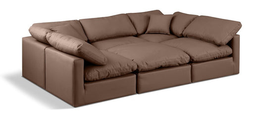 Meridian Furniture - Indulge Brown Vegan Leather Modular Sectional - 6Pc - 146Brown-Sec6C veiw 1