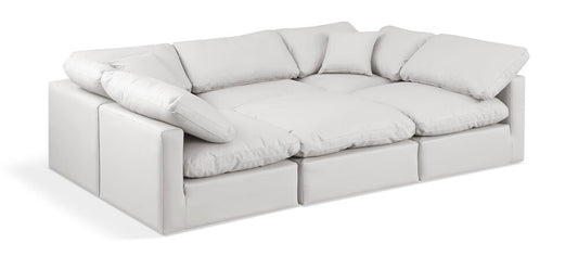 Meridian Furniture - Indulge Cream Vegan Leather Modular Sectional - 6Pc - 146Cream-Sec6C veiw 1