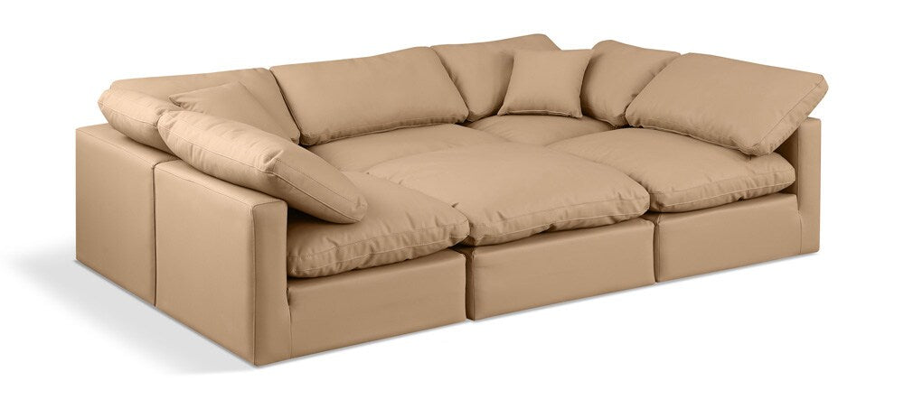 Meridian Furniture - Indulge Tan Vegan Leather Modular Sectional - 6Pc - 146Tan-Sec6C veiw 1