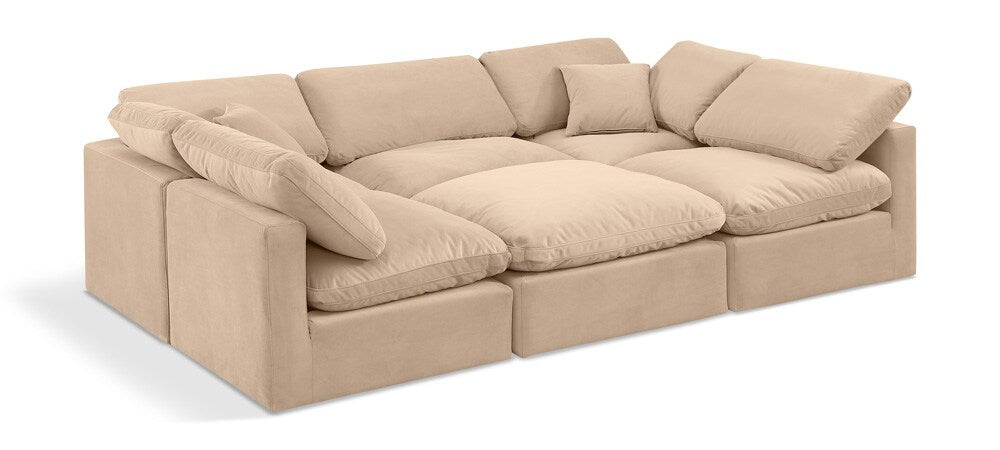 Meridian Furniture - Indulge Beige Velvet Modular Sectional - 6Pc - 147Beige-Sec6C veiw 1